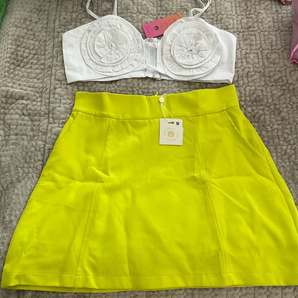 Brazilian Clothing - Lime Green Skirt and White top